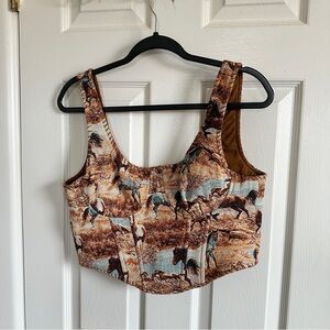 Horse Print Crop Tank Top
